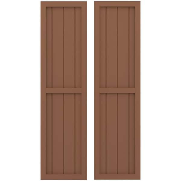 Ekena Millwork Americraft 4-Board Exterior Wood 2 Equal Panel Framed Board-n-Batten Shutters, ARW101BF414X42BTH, PR ARW101BF414X42BTH - main
